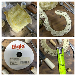 Vintage 1980's Wyla Laces Spool Roll Lace Trim Cream .75" Sewing 3 Yards
